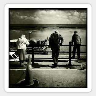 Fishing for Crabs at the harbour - Norfolk, UK Sticker